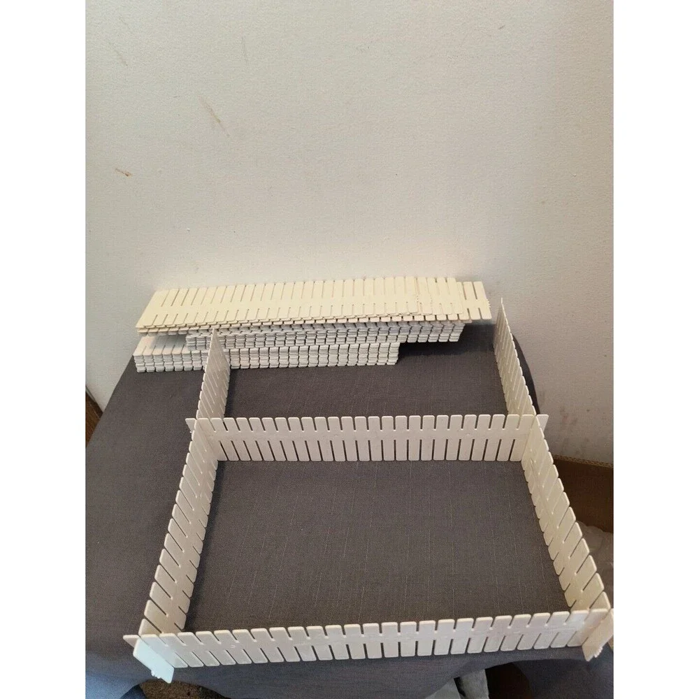 Set of 41 White Adjustable Drawer Organizer Dividers for Socks, Underwear,Crafts